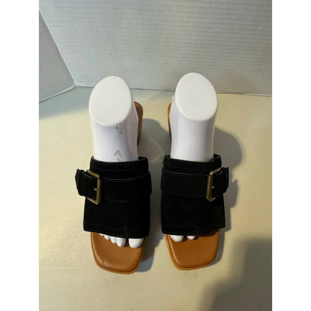 Zodiac Black Leather Heeled Sandals Size 9